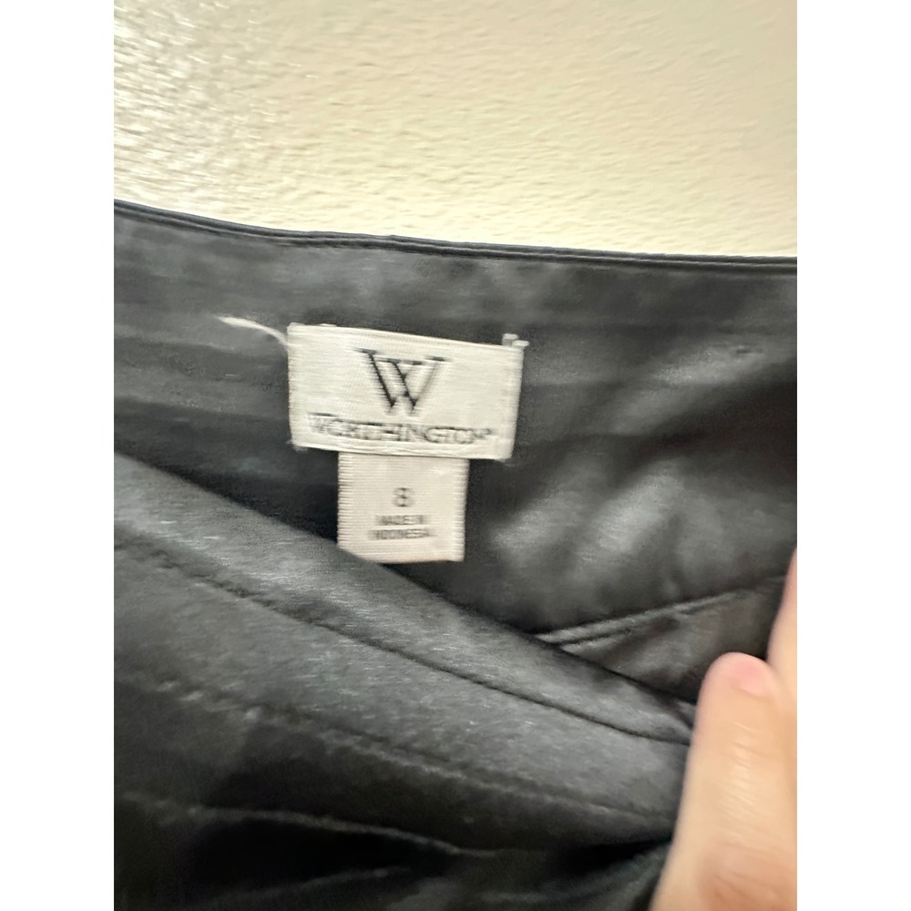 Worthington Black Floral Lace A-Line Skirt Satin Trim Waist Scalloped Hem Size 8 - Picture 4 of 4